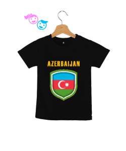 Azerbaycan,Azerbaijan,Azerbaycan Bayrağı,Azerbaycan logosu. Siyah Çocuk Unisex