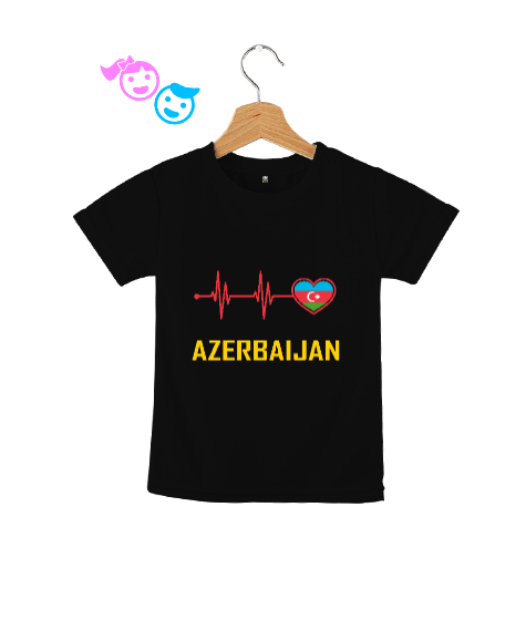 Tisho - Azerbaycan,Azerbaijan,Azerbaycan Bayrağı,Azerbaycan logosu. Siyah Çocuk Unisex