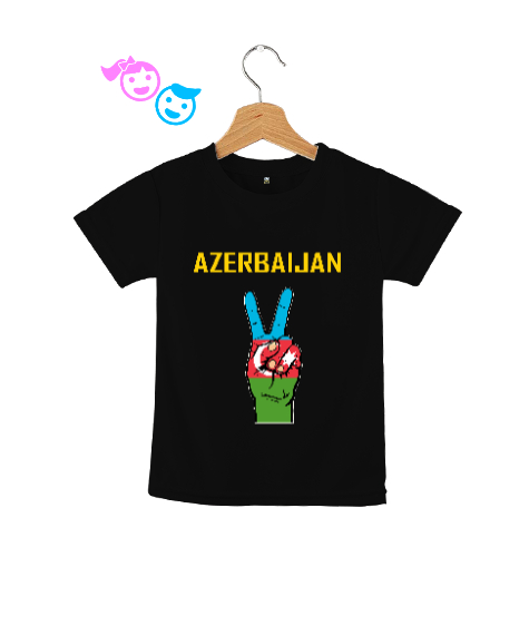 Tisho - Azerbaycan,Azerbaijan,Azerbaycan Bayrağı,Azerbaycan logosu. Siyah Çocuk Unisex