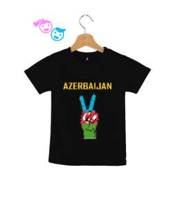 Azerbaycan,Azerbaijan,Azerbaycan Bayrağı,Azerbaycan logosu. Siyah Çocuk Unisex