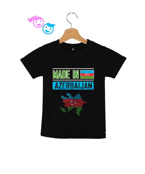 Tisho - Azerbaycan,Azerbaijan,Azerbaycan Bayrağı,Azerbaycan logosu. Siyah Çocuk Unisex