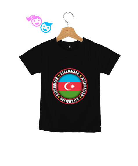 Tisho - Azerbaycan,Azerbaijan,Azerbaycan Bayrağı,Azerbaycan logosu. Siyah Çocuk Unisex