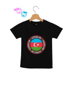 Azerbaycan,Azerbaijan,Azerbaycan Bayrağı,Azerbaycan logosu. Siyah Çocuk Unisex