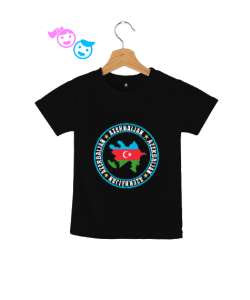 Azerbaycan,Azerbaijan,Azerbaycan Bayrağı,Azerbaycan logosu. Siyah Çocuk Unisex