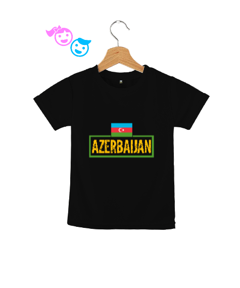 Tisho - Azerbaycan,Azerbaijan,Azerbaycan Bayrağı,Azerbaycan logosu. Siyah Çocuk Unisex