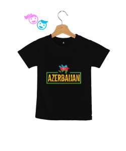 Azerbaycan,Azerbaijan,Azerbaycan Bayrağı,Azerbaycan logosu. Siyah Çocuk Unisex