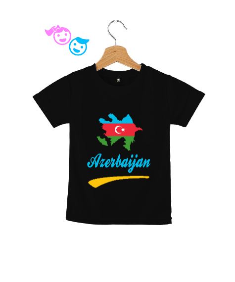 Tisho - Azerbaycan,Azerbaijan,Azerbaycan Bayrağı,Azerbaycan logosu. Siyah Çocuk Unisex