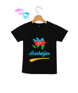 Azerbaycan,Azerbaijan,Azerbaycan Bayrağı,Azerbaycan logosu. Siyah Çocuk Unisex