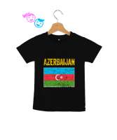 Azerbaycan,Azerbaijan,Azerbaycan Bayrağı,Azerbaycan logosu. Siyah Çocuk Unisex - Thumbnail