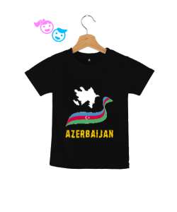 Azerbaycan,Azerbaijan,Azerbaycan Bayrağı,Azerbaycan logosu. Siyah Çocuk Unisex