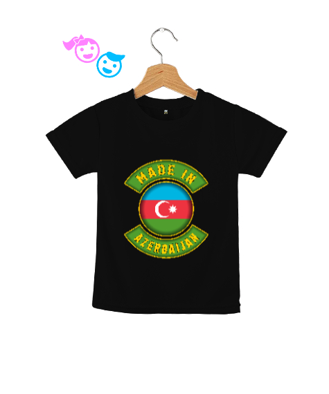 Tisho - Azerbaycan,Azerbaijan,Azerbaycan Bayrağı,Azerbaycan logosu. Siyah Çocuk Unisex