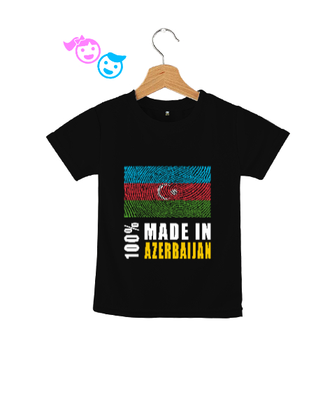 Tisho - Azerbaycan,Azerbaijan,Azerbaycan Bayrağı,Azerbaycan logosu. Siyah Çocuk Unisex