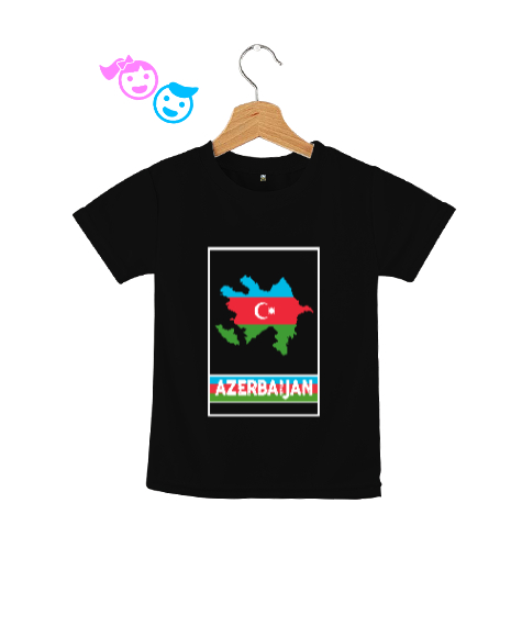 Tisho - Azerbaycan,Azerbaijan,Azerbaycan Bayrağı,Azerbaycan logosu. Siyah Çocuk Unisex