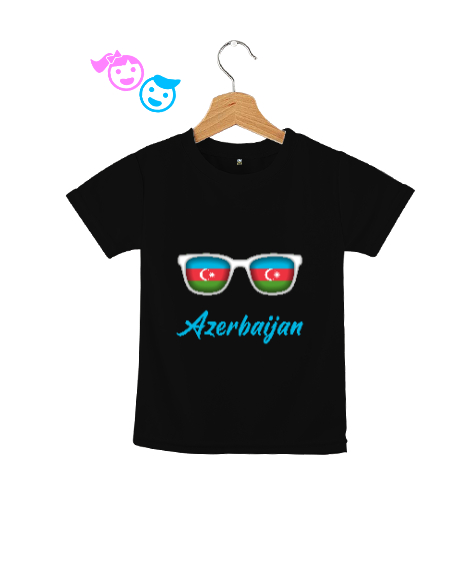 Tisho - Azerbaycan,Azerbaijan,Azerbaycan Bayrağı,Azerbaycan logosu. Siyah Çocuk Unisex