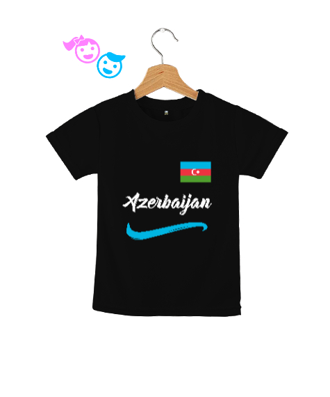 Tisho - Azerbaycan,Azerbaijan,Azerbaycan Bayrağı,Azerbaycan logosu. Siyah Çocuk Unisex