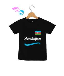 Azerbaycan,Azerbaijan,Azerbaycan Bayrağı,Azerbaycan logosu. Siyah Çocuk Unisex