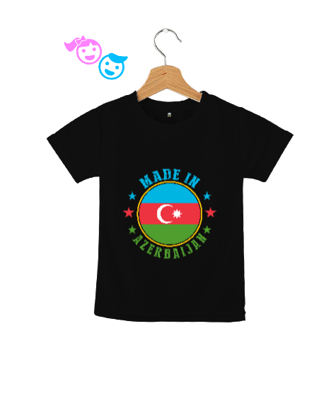 Tisho - Azerbaycan,Azerbaijan,Azerbaycan Bayrağı,Azerbaycan logosu. Siyah Çocuk Unisex