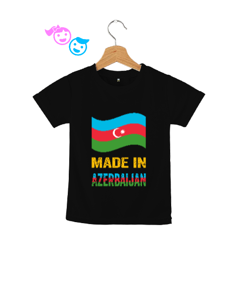 Tisho - Azerbaycan,Azerbaijan,Azerbaycan Bayrağı,Azerbaycan logosu. Siyah Çocuk Unisex