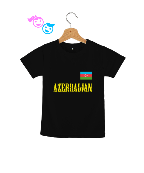 Tisho - Azerbaycan,Azerbaijan,Azerbaycan Bayrağı,Azerbaycan logosu. Siyah Çocuk Unisex