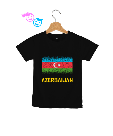 Tisho - Azerbaycan,Azerbaijan,Azerbaycan Bayrağı,Azerbaycan logosu. Siyah Çocuk Unisex