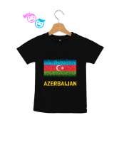 Azerbaycan,Azerbaijan,Azerbaycan Bayrağı,Azerbaycan logosu. Siyah Çocuk Unisex - Thumbnail