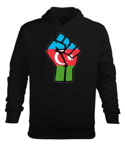 Azerbaycan,Azerbaijan,Azerbaycan Bayrağı,Azerbaycan logosu. Siyah Erkek Kapüşonlu Hoodie Sweatshirt