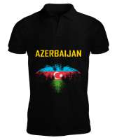 Azerbaycan,Azerbaijan,Azerbaycan Bayrağı,Azerbaycan logosu. Siyah Erkek Kısa Kol Polo Yaka - Thumbnail