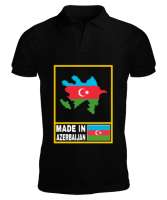 Azerbaycan,Azerbaijan,Azerbaycan Bayrağı,Azerbaycan logosu. Siyah Erkek Kısa Kol Polo Yaka - Thumbnail