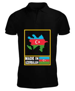 Azerbaycan,Azerbaijan,Azerbaycan Bayrağı,Azerbaycan logosu. Siyah Erkek Kısa Kol Polo Yaka