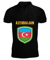 Azerbaycan,Azerbaijan,Azerbaycan Bayrağı,Azerbaycan logosu. Siyah Erkek Kısa Kol Polo Yaka - Thumbnail