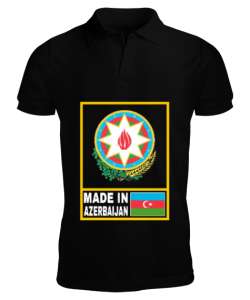 Azerbaycan,Azerbaijan,Azerbaycan Bayrağı,Azerbaycan logosu. Siyah Erkek Kısa Kol Polo Yaka