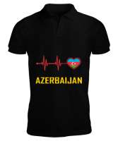 Azerbaycan,Azerbaijan,Azerbaycan Bayrağı,Azerbaycan logosu. Siyah Erkek Kısa Kol Polo Yaka - Thumbnail