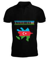 Azerbaycan,Azerbaijan,Azerbaycan Bayrağı,Azerbaycan logosu. Siyah Erkek Kısa Kol Polo Yaka - Thumbnail