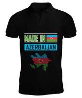 Azerbaycan,Azerbaijan,Azerbaycan Bayrağı,Azerbaycan logosu. Siyah Erkek Kısa Kol Polo Yaka - Thumbnail