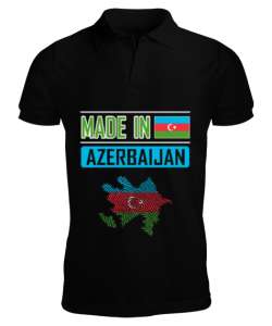 Azerbaycan,Azerbaijan,Azerbaycan Bayrağı,Azerbaycan logosu. Siyah Erkek Kısa Kol Polo Yaka