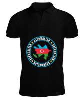 Azerbaycan,Azerbaijan,Azerbaycan Bayrağı,Azerbaycan logosu. Siyah Erkek Kısa Kol Polo Yaka - Thumbnail