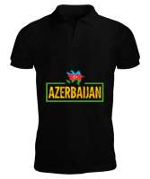 Azerbaycan,Azerbaijan,Azerbaycan Bayrağı,Azerbaycan logosu. Siyah Erkek Kısa Kol Polo Yaka - Thumbnail