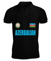 Azerbaycan,Azerbaijan,Azerbaycan Bayrağı,Azerbaycan logosu. Siyah Erkek Kısa Kol Polo Yaka - Thumbnail