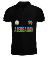 Azerbaycan,Azerbaijan,Azerbaycan Bayrağı,Azerbaycan logosu. Siyah Erkek Kısa Kol Polo Yaka - Thumbnail