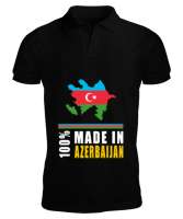 Azerbaycan,Azerbaijan,Azerbaycan Bayrağı,Azerbaycan logosu. Siyah Erkek Kısa Kol Polo Yaka - Thumbnail