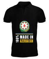 Azerbaycan,Azerbaijan,Azerbaycan Bayrağı,Azerbaycan logosu. Siyah Erkek Kısa Kol Polo Yaka - Thumbnail