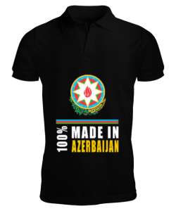 Azerbaycan,Azerbaijan,Azerbaycan Bayrağı,Azerbaycan logosu. Siyah Erkek Kısa Kol Polo Yaka