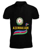 Azerbaycan,Azerbaijan,Azerbaycan Bayrağı,Azerbaycan logosu. Siyah Erkek Kısa Kol Polo Yaka - Thumbnail