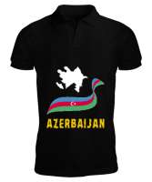 Azerbaycan,Azerbaijan,Azerbaycan Bayrağı,Azerbaycan logosu. Siyah Erkek Kısa Kol Polo Yaka - Thumbnail