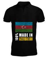 Azerbaycan,Azerbaijan,Azerbaycan Bayrağı,Azerbaycan logosu. Siyah Erkek Kısa Kol Polo Yaka - Thumbnail