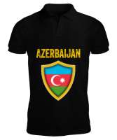 Azerbaycan,Azerbaijan,Azerbaycan Bayrağı,Azerbaycan logosu. Siyah Erkek Kısa Kol Polo Yaka - Thumbnail