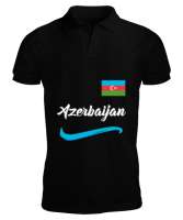 Azerbaycan,Azerbaijan,Azerbaycan Bayrağı,Azerbaycan logosu. Siyah Erkek Kısa Kol Polo Yaka - Thumbnail