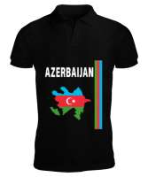 Azerbaycan,Azerbaijan,Azerbaycan Bayrağı,Azerbaycan logosu. Siyah Erkek Kısa Kol Polo Yaka - Thumbnail