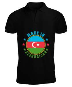 Azerbaycan,Azerbaijan,Azerbaycan Bayrağı,Azerbaycan logosu. Siyah Erkek Kısa Kol Polo Yaka