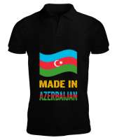 Azerbaycan,Azerbaijan,Azerbaycan Bayrağı,Azerbaycan logosu. Siyah Erkek Kısa Kol Polo Yaka - Thumbnail